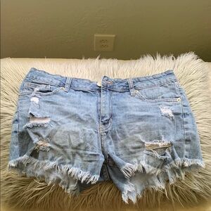 Just USA Blue Distressed Jean Shorts